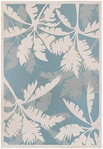 Couristan Monaco Coastal Flora Indoor/Outdoor Machine Made Area Rug, 2' x 3'7", Ivory/Turquoise