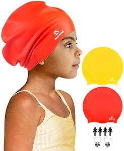 2 Pack Kids Extra Large Swim Cap for Long Thick Hair, Waterproof Silicone Swimming Cap for Toddler Child Youth Girls Boys, Durable Swim Hats Bathing Caps for Braids, Dreadlocks, Extensions, Afros-4