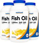 Nutricost Fish Oil 1000mg (560mg of Omega-3), 240 Softgels (3 Bottles)