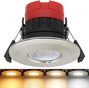 Mega Socket Fire Rated Downlight Dimmable LED 8W Colour Switching CCT 2700k Warm, 3000k Warm White, 4000k Cool, 6000k Daylight, IP65 Recessed Ceiling Lights Brushed Chrome