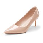 GENSHUO Low Heels for Women Wedding Dress Closed Toe Pump Shoes Nude Size 8.5