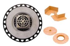 Schluter Systems Kerdi Drain Kit with 4 in Stainless Steel Grate KD2/ABS/E