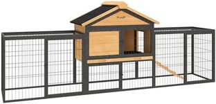 PawHut Rabbit Hutch Outdoor, 85" La