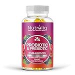 Nutroliq Prebiotic & Probiotic Sugar-Free Gummies - Gut Health Supplements for Women, Men, Kids to Support Digestive System, Immune System Booster - 10 Billion CFU Per Serving, Vegan - 60 Gummies