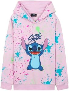 Disney Hoodie for Girls, Cool Jumper for Children and Teenagers, Girls Gifts, Pink Splash Stitch, 13-14 Years