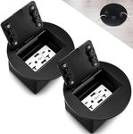 Kanayu 2 Pack Black Recessed Floor Outlet 3.98"x3.66"x3.15" 1-Gang with 4.8A USB Chargers 20 Amp Floor Receptacles Round Floor Outlet Kit Electrical Waterproof Outlet Cover for Floor, ETL Listed