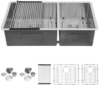 Talllor 36" Double Bowl Kitchen Sinks - Stainless Steel Undermount Sink 60/40 Kitchen Sink Double Basin Large Deep 16 Gauge Handmade Rectangular Sink 36"x19"x9"