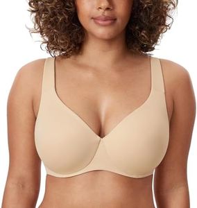 DELIMIRA Women's Minimiser Bra Plus Size Non Padded Underwired Seamless Comfort Bras Light Oatmeal 36E