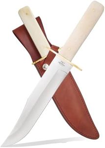 Bear & Son Cutlery WSB02 Smooth Bone Bowie with Leather Sheath Knife, 14 3/8", White