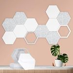 12 Pack Self-adhesive Acoustic Panels, 12" X 14" X 0.4" Hexagonal Panels to Absorb Noise and Eliminate Echoes, Sound Proofing Padding Acoustic Treatment for Studio, Home and Office (White&Grey)