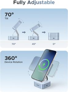 UGREEN 25W MagFlow 2-in-1 MagSafe Wireless Charger Stand – Qi2 Certified, iPhone & AirPods Compatible