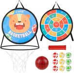 CYFIE Basketball Hoop Toddler, 2 in 1 Basketball Hoop Dart Board for Kids Sports Toys Slam Dunk, Sticky Darts, Basketball Gift for Girls Boys Office Party