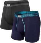 SAXX Underwear Men's Boxer Shorts – SPORT MESH Men’s Underwear – Boxer Shorts with Built-In BallPark Pouch Support – Workout Boxer Shorts, Pack of 2, Navy Digi DNA/Black, Large