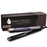 H2O Steam Styler Original 1.53" Ultimate Steam Hair Straightener & Curler, Salon Results Frizz Control, Shine & Hydration, Infrared Heat & Ion Therapy for All Hair Types