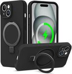 luolnh Compatible with Magnetic Case for iPhone 14,iPhone 14 Case with Stand Magnetic Ring Holder Shockproof Silicone Case for iPhone 14 6.1 inch-Black