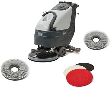 Battery Powered Walk Behind Floor and Carpet Scrubber Buffer Polisher, 19" Brush, 30" Squeegee Width, 13.5 gal Tank, Dual Brushes (Hard & Soft) and 3 Scouring Pads, 220 RPM