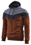 Mooncolour Mens Novelty Color Block Hoodies Cozy Sport Autumn Outwear Brown