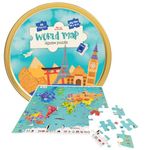 CocoMoco Kids World Map Puzzle for 3 to 6 Year Old Boys and Girls, 56 Pieces, Learning and Educational Gift, Return Gift for Kids (Pack of 1)