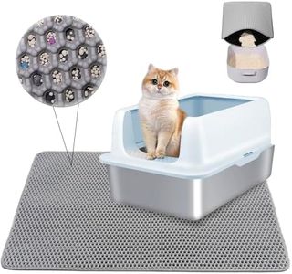 KayKple® Tapis de litière pour chat - 60 x 90 cm - Double couche - Antidérapant - Imperméable - Avec boucle - Nid d'abeille - Gris