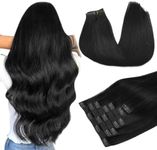 Clip in Human Hair Extensions, Jet 