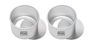 Prime Bakers and Moulders Round Removable Base Cake Mould, 4 inch diameter, 3 inch deep Loose Bottom tin for Oven (2 Pcs)