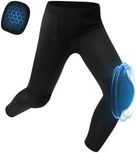 PATPAT Boys Compression Pants, Quick Dry Leggings Tights for Sports, Athletic Base Layer Bottoms, Full-Length with Detachable Knee Pads, US8/S