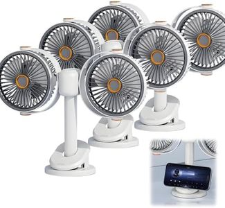 HEYIBURAN 2026 New Dual Head Clip on Fan, 5 Speeds Small Desk Fan, USB C Rechargeable Portable Fan, Detachable Heads for Bedroom, Office, Bed, Tent (3)