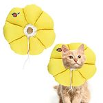 Soft Cat Recovery Collar, Comfy Head Wound Healing Protective Collar for Cat Recovery After Surgery, Adjustable Cute Neck Cone for Cats, Kitten and Puppies(Yellow Flowers M)