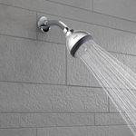 Ruhe® Beta ABS Overhead Shower Complete Set | 3 Inches Round Showerhead with 9 Inches Stainless Steel Shower Arm and Wall Flange | Chrome Finish Rain Shower with Easy-to-Clean Silicone Nozzles