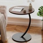 Owme Adjustable Table Stands Couch Side Table, Swivel TV Tray Table, 360° Top Moving C-Shaped End Table, Small Center Table for Home Office Balcony | Storage Organizer (Nut Brown, Oval)