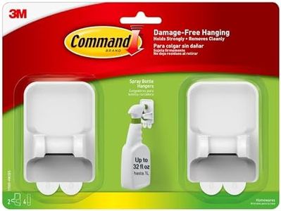 Command Spray Bottle Hangers, Holds up to 32 fl oz, 2 Hangers with 4 Command Strips, Damage Free Spray Bottle Holder Wall Mount to Cabinet, Kitchen, or Under Sink