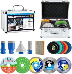 LOZLIN Diamond Hole Saw Kit, Wet Tile Saw Diamond Drill Bits Set, Ceramic Porcelain Tile Hole Saw Cutter, Concrete Stone Hole Drilling Tool Kit with Arbor for Ceramic Tile, Marble, Concrete, Pots
