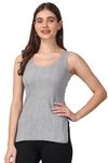 FF Women's Thermal Scoop Neck Cami Tank Tops, Ultra Soft Fleece Lined Camisole, Winter Warm Underwear Top - Grey (2XL)