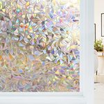 Haton Rainbow Window Film Window Stickers for Glass Privacy, Non-Adhesive Static Cling Removable Window Vinyl 3D Decorative Window Films Glass Stickers for Windows Anti-UV for Home Office 44.5x200cm