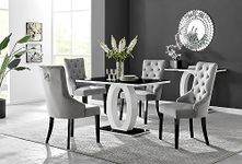 Furniturebox UK Giovani 4 Black Dining Table & 4 Grey Belgravia Black Leg Chairs