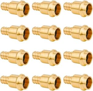 WHK 12 Pack 1/2" Press Propress x 1/2" PEX Adapter Crimp Fittings Brass Coupling Connect from Cooper to Pex B Pipe（Lead-Free,pro press copper to pex adapter 1/2)