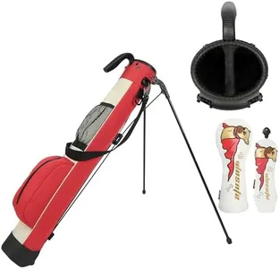 Golf Stand Bag Lightweight Small Golf Bag with Dual Strap Easy Carry 2 Way Dividers Multiple Pockets Golf Gun Bag with 2 Golf Wood Head Covers