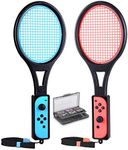 Tendak Tennis Racket for Nintendo Switch Joy-Con, Game Accessories for Mario Tennis Aces Game with 12 in 1 Game Card Case (2 Pack, Black)