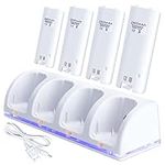 OSTENT Charger Dock Station + 4 Battery Packs for Nintendo Wii Remote Controller Color White