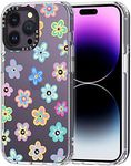 MOSNOVO Case for iPhone 14 Pro Max - Clear Slim Shockproof TPU+PC, [ 6.6 ft Drop Protection/Anti Peel Off ] - Groovy Flower