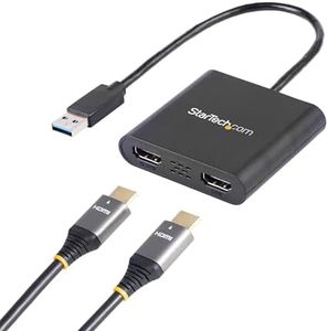 StarTech.com USB 3.0 to Dual HDMI Adapter, USB to 2x HDMI Monitor Converter for Windows (no support for macOS/ChromeOS/Linux)