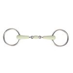 Fabater Ring Snaffle Bit, Stainless Steel Rubber Roller Mouth Snaffle Bit, Apple Flavor Horse Mouth Bit, Loose Ring Snaffle, Comfort O Ring for Horses Training, Riding