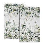 Green Eucalyptus Leaves Hand Towels Spring Sage Green Botanical Fingertip Towel Set of 2 Watercolor Plant Butterfly Dragonfly Kitchen Dish Towels Decorative Bathroom Towels for Bath Guest Gym Spa