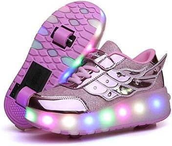 Aizeroth USB Recharge Multiple Colour LED Roller Skate Shoes Automatic Retrectable Technical Skateboarding Skates Cross Trainers Multisport Outdoor Running Sneakers for Boys and Girls Novel Gift