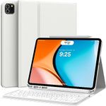 CHESONA Keyboard Case for iPad Pro 12.9 2022 6th Generation, iPad Pro 12.9 Case with Keyboard 5th/4th & 3rd gen - Wireless Detachable - Pencil Holder, Keyboard Case for iPad Pro 12.9 inch, White