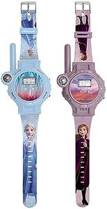 Lexibook, Frozen, Relojes Walkie-Talkies, 2 Piezas, Alcance hasta 200m/600 pies, Linterna, brújula, Recargable, Azul/Morado, DMWTW1FZ