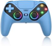 Dinosoo RGB Wireless Controller for PS5/PlayStation 5 PC, Bluetooth Controller with Turbo, Macro, Dynamic Vibration, 6-Axis Motion Control, 3.5mm Audio Jack, 1000mAh Battery, Speaker - Blue