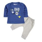 Piku Store Kids Multi-Color Hosiery Full Sleeves T-Shirt & Lower Set (2-3 Years, Royal Blue & Grey)