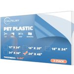 3 Pack PET Sheet Panels - 24" x 48" x 0.04" Plexiglass - Quality Lightweight and Shatterproof Glass Alternative Perfect for DIY Sneeze Guards, Face Shields, Railing Guards, and Pet Barriers.