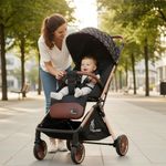 R for Rabbit Street Smart Auto Fold Stylish Newborn Baby Stroller| Aluminum Frame Pram with One Click Fold |Travel Friendly Trolley Stroller for 0-3 Years for Boy & Girl | (Gold Black)